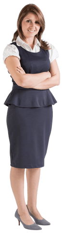 Confident Caucasian Businesswoman Standing with Arms Crossed on Transparent Background