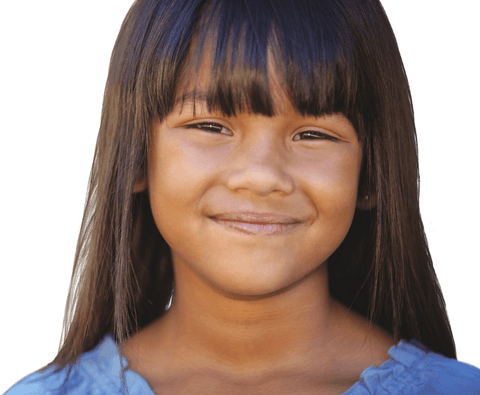 Smiling girl outdoor with sunlight, happy child expression transparent background