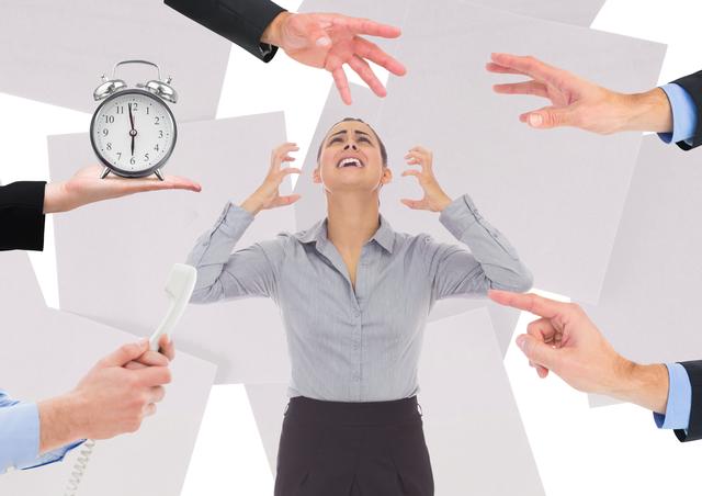 Frustrated Businesswoman Overwhelmed by Work Pressure - Download Free Stock Photos Pikwizard.com