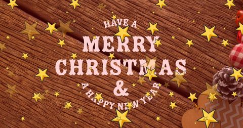 Christmas and New Year Stars on Rustic Wooden Background