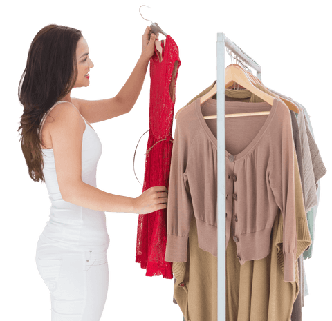 caucasian woman shopping and browsing clothes on transparent background - Download Free Stock Videos Pikwizard.com
