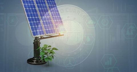 Solar Panels Showcasing Eco-friendly NFT and Renewable Energy Integration