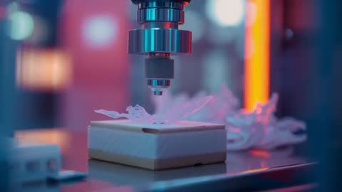 Close-Up of CNC Machine Carving Intricate Design in Workshop