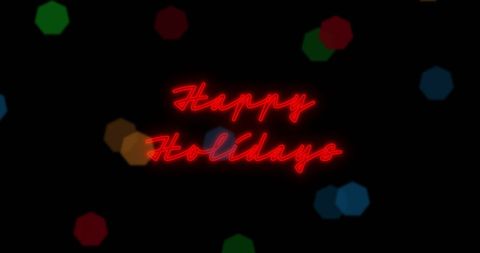 Festive Bokeh and Red Neon Happy Holidays Greeting - Download Free Stock Images Pikwizard.com