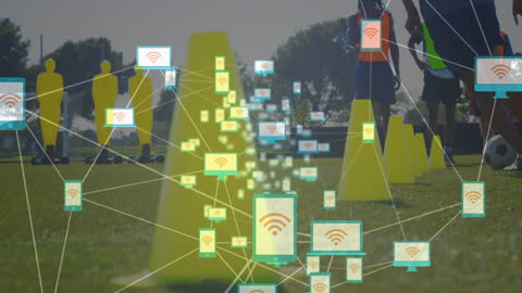 Digital Network Over Soccer Training Field Visualization