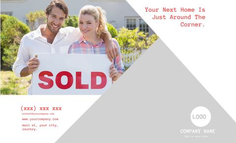 Joyful Couple Celebrating Real Estate Purchase with SOLD Sign - Download Free Stock Templates Pikwizard.com