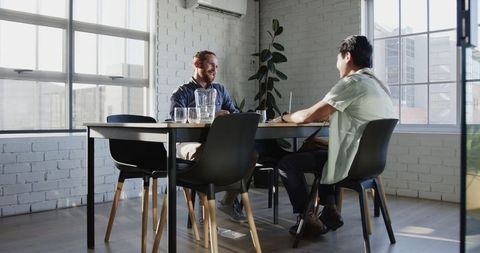 Business meeting with natural light in modern office