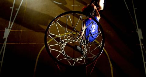 Aerial View of Basketball Player in Action on Court - Download Free Stock Images Pikwizard.com