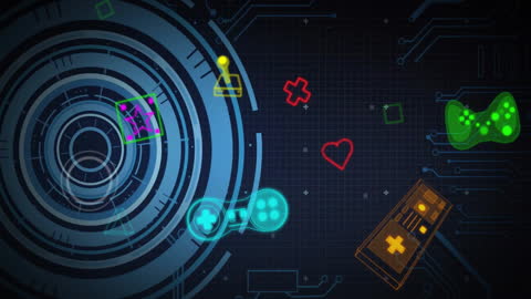 Futuristic Gaming Icons with Scanning Scope Design