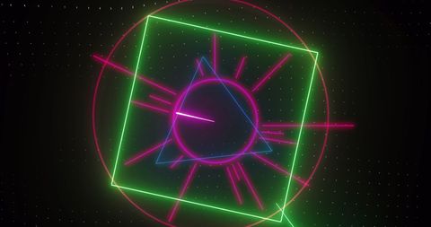 Dynamic Neon Shapes on Black Background with Magical Glow - Download Free Stock Images Pikwizard.com