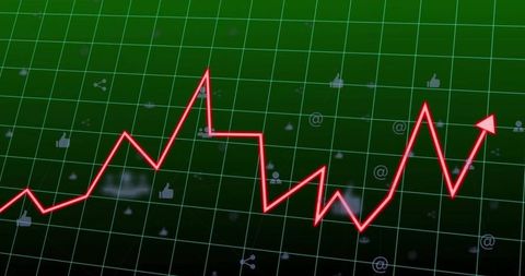 Dashboard analytics with upward trend on technology grid