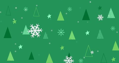 Festive Green Christmas Trees and Snowflakes Pattern - Download Free Stock Images Pikwizard.com
