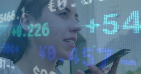 Business Woman Analyzing Financial Data on Smartphone