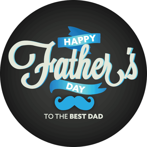 Elegant Happy Father's Day Greeting with Blue Elements on Transparent Background