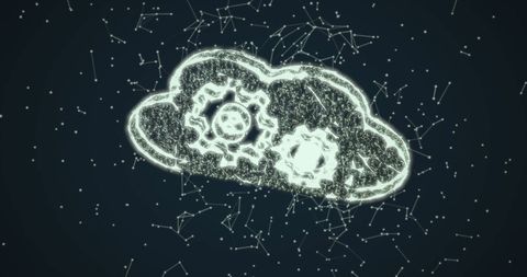 Digital Cloud with Cogs Illustration Overlaid on Tech Background - Download Free Stock Images Pikwizard.com
