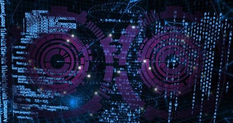 Futuristic Digital Interface with Concentric HUD Elements