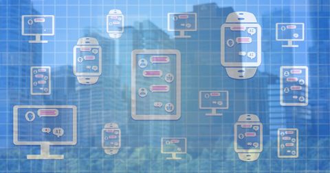 Digital Communication Technology Over Urban Cityscape