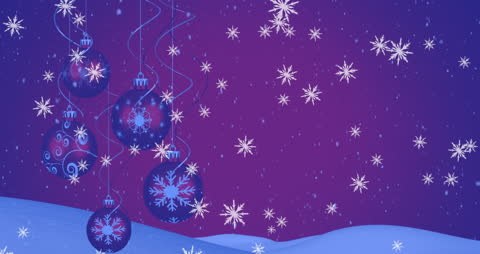 Festive Animation of Snowflakes with Christmas Baubles