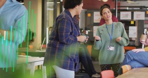 Business Professionals Engaged in Casual Office Discussion