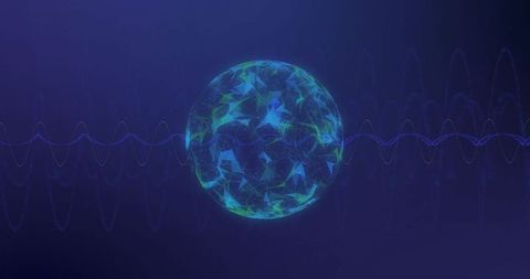 Abstract Globe with Digital Connections and Data Waves