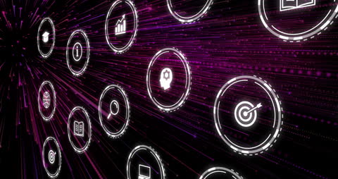 Digital Networking and Connectivity Icons with Futuristic Glow