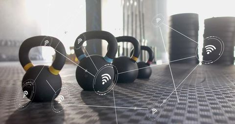 Smart connected kettlebells networking for iot fitness tracking and modern gym technology