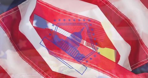 USA Flag and Capitol Silhouette Depicting American Independence