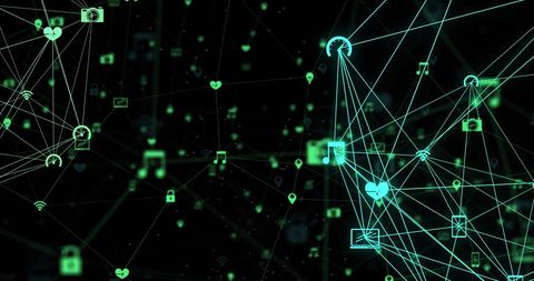 Modern Digital Network with Connectivity Icons and Neon Lines - Download Free Stock Images Pikwizard.com