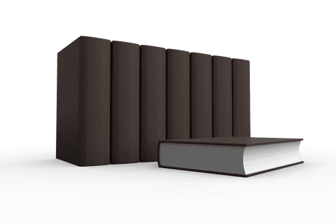 Row of closed books on transparent background