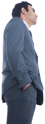 Transparent Businessman in Formal Suit Standing Side Profile