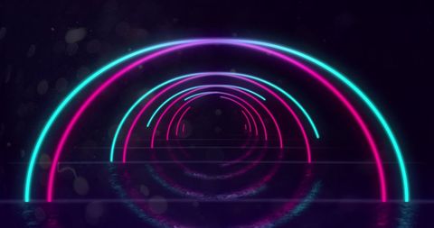 Hypnotic Neon Arches on Deep Black Background - Download Free Stock Images Pikwizard.com