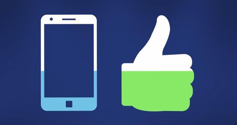 Social media growth concept with smartphone and like icon