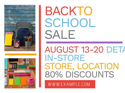 Colorful Back to School Sale Featuring Stationery Selection - Download Free Stock Templates Pikwizard.com