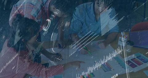 Creative collaboration and data analysis in modern office