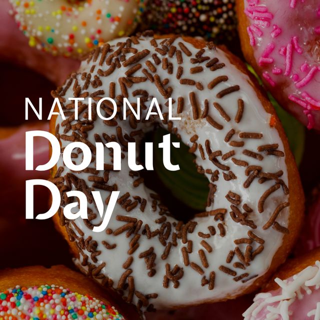 National Donut Day Celebration with Colorful Donuts - Download Free Stock Templates Pikwizard.com