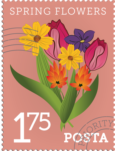 Transparent Spring Flower Postage Stamp Illustration with Bright Colors - Download Free Stock Videos Pikwizard.com