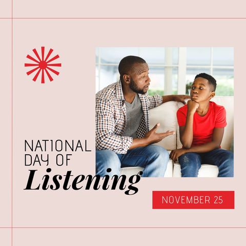 father and son share meaningful moment on national day of listening - Download Free Stock Templates Pikwizard.com