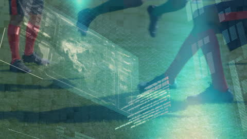 Digital Data Overlay with Soccer Players in Motion
