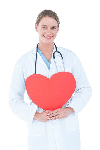 smiling doctor holding red heart has transparent background - Download Free Stock Videos Pikwizard.com