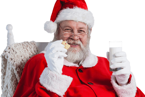 transparent santa claus jubilantly enjoying milk and cookie - Download Free Stock Videos Pikwizard.com