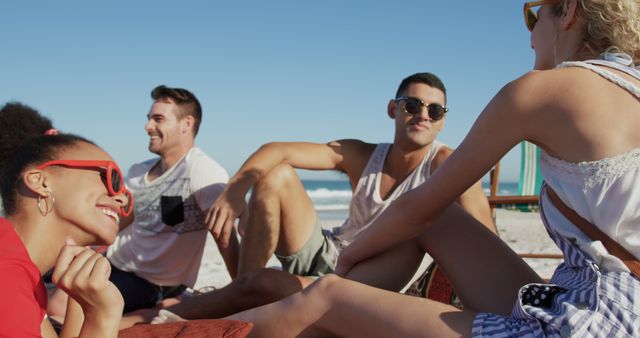 Young Friends Relaxing at Beach During Summer Afternoon - Download Free Stock Images Pikwizard.com