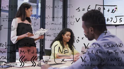 Diverse Team Collaborating on Mathematical Project