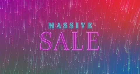 Vibrant Neon Massive Sale Banner with Digital Pixel Rain