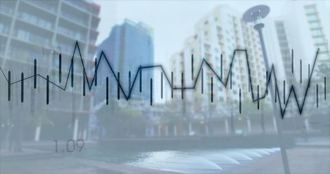 Financial Overlay with Modern City Background