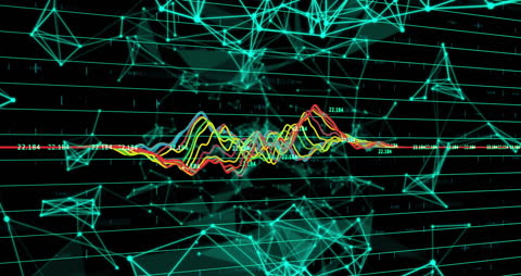 Futuristic Data Visualization on Digital Grid Background