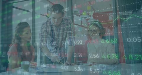 Financial Data Analysis with Diverse Business Team in Modern Office