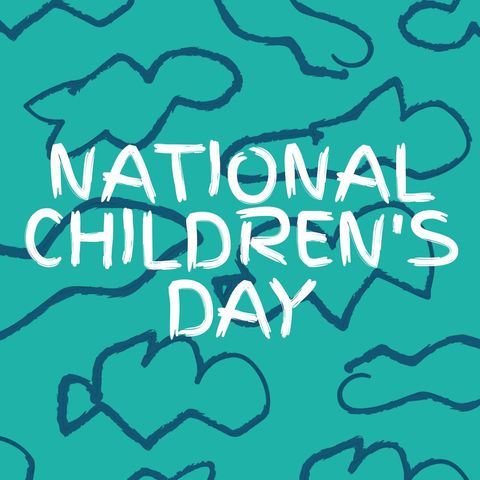National Children's Day Festive Blue Heart Design - Download Free Stock Templates Pikwizard.com