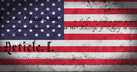 American Constitution Words with Distressed Flag Background
