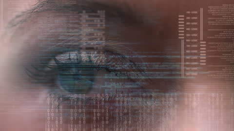 Close-up Eye with Digital Data Overlay Interface