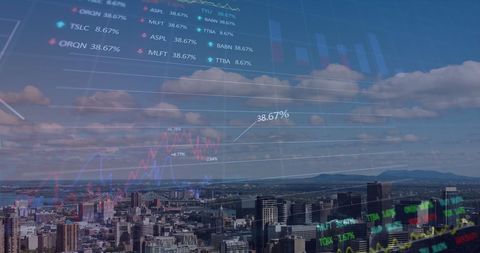 Financial Data Overlay on Modern Cityscape Elevating Economic Insights - Download Free Stock Images Pikwizard.com